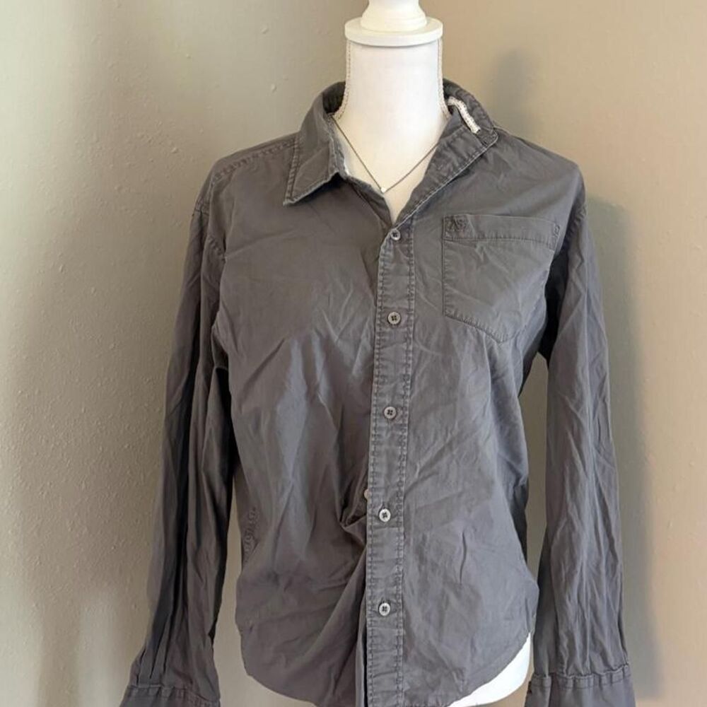 Aeropostale Women's Grey and Brown Blouse